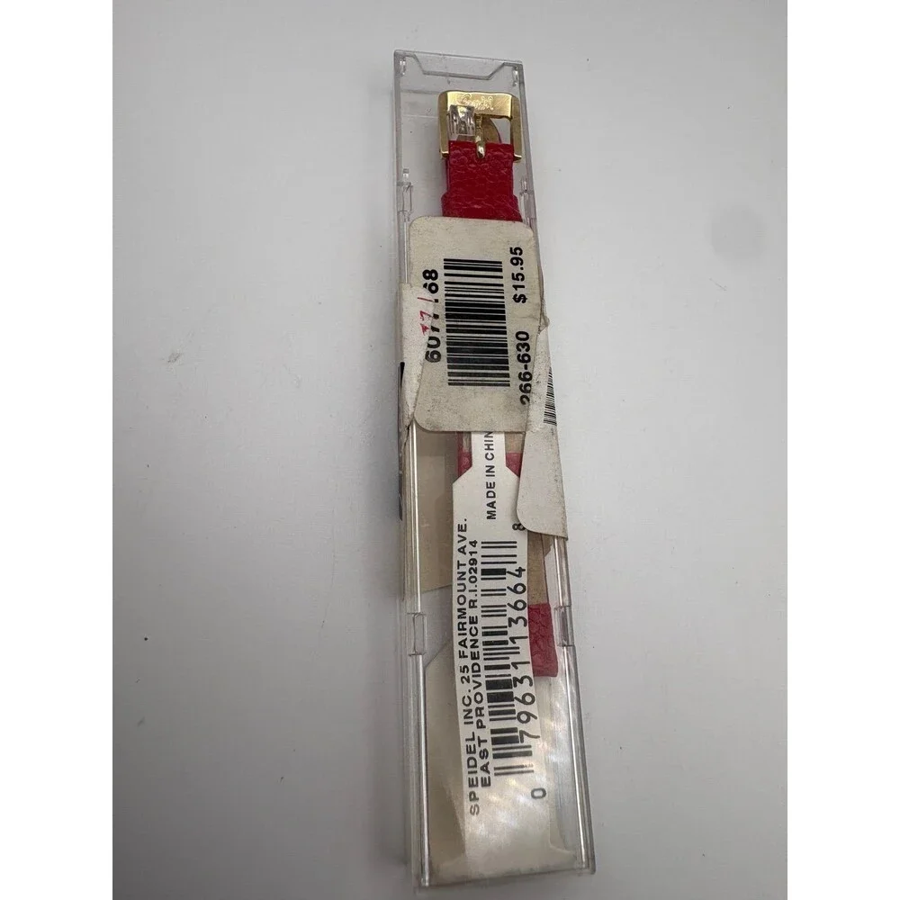 Speidel 14mm Red Lizard Grain Genuine Leather Watch Band Strap Gold Buckle NOS